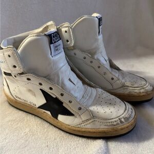 Golden Goose White and Black High-Top Sneakers